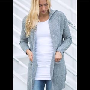 Gray Hooded Cardigan
